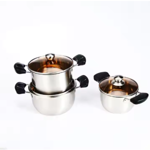 Kitchen die cast casserole cookware set stainless steel insulated hot pot with glass lid