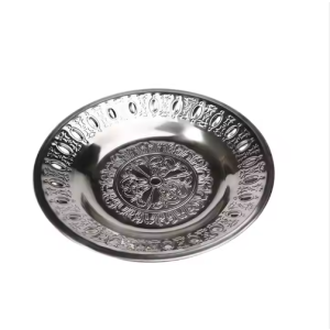 Food Plate stainless steel embossed serving dinner mirror plate sets