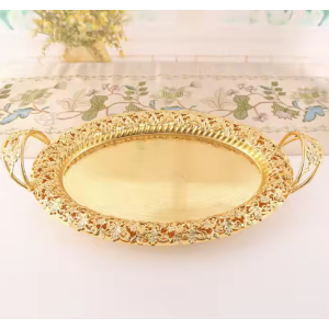 Metal Candy Snack Plate Golden Fruit Plate Table Centerpiece Wedding Cake Display Rack Cake Tray