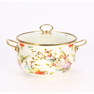 Stainless steel handle enamel steel soup pot