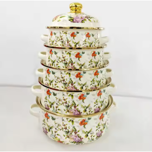 5 enamel pot with full flower enamel