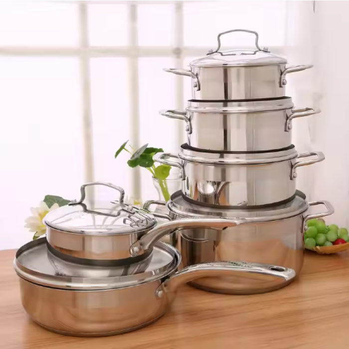 Kitchen 12pcs cookware sets stainless steel induction cooking pot