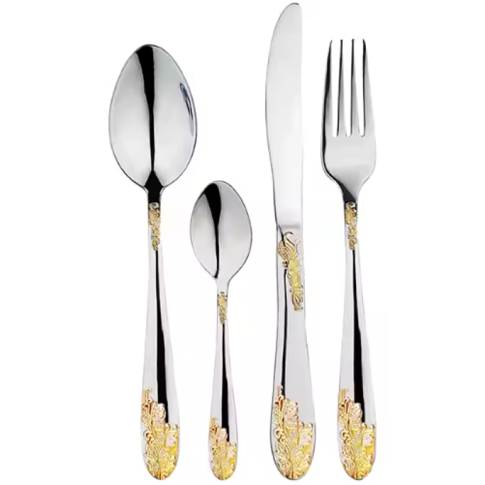 Gold plated stainless steel tableware set