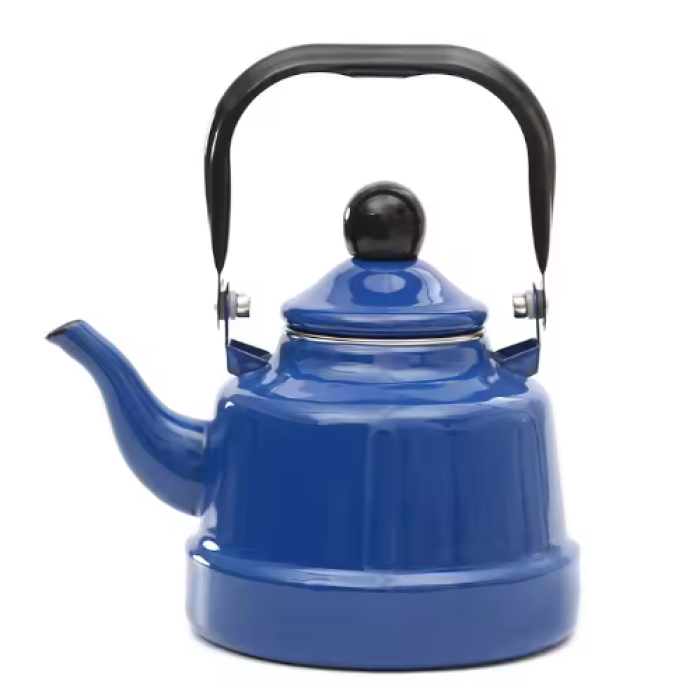 enamel blue teapot kettle with steel handle