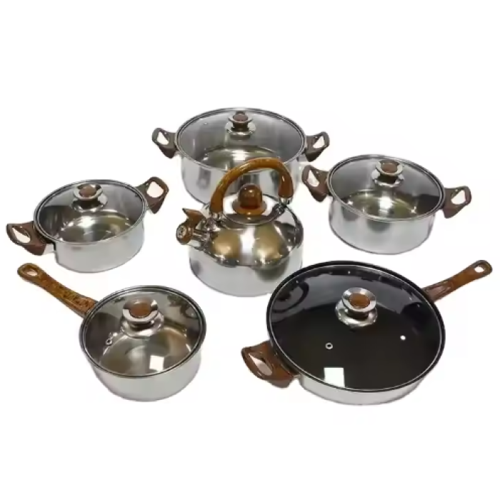 12pcs Stainless Steel Pot Set Cooking Pot