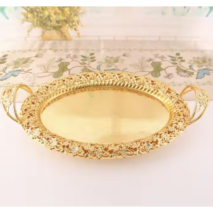 Metal Candy Snack Plate Golden Fruit Plate Table Centerpiece Wedding Cake Display Rack Cake Tray