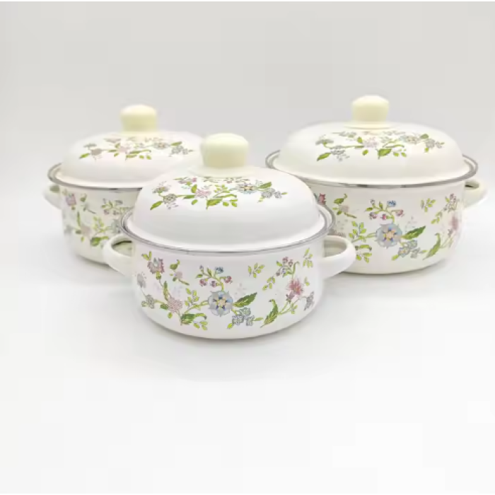 Enamel cookware pot for soup and seafood stir fry