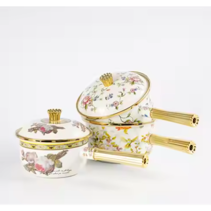 Long handle enamel pot