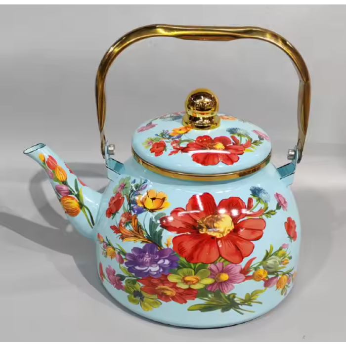 Enamel tableware 2.5L enamel metal steel flower teapot